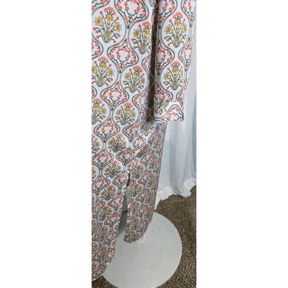 Loft White Floral Maxi Button Up long sleeve Shirt Dress Size 6 Petite - Picture 2 of 6
